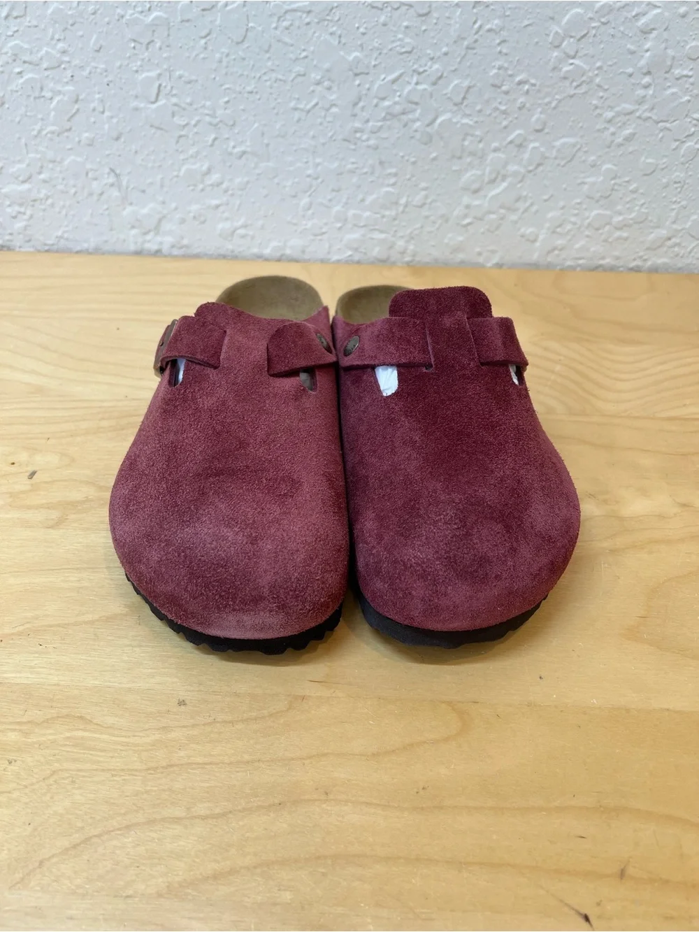 Birkenstock Boston unisex varsity Men's Burgundy Suede Clogs Zinfandel Limited